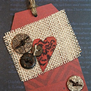 Burlap and Button Tag--Tag Tuesday