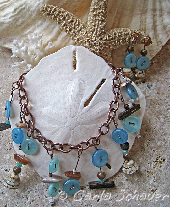 Beachy Button Bracelet and Earrings Set from Carla Schauer Designs