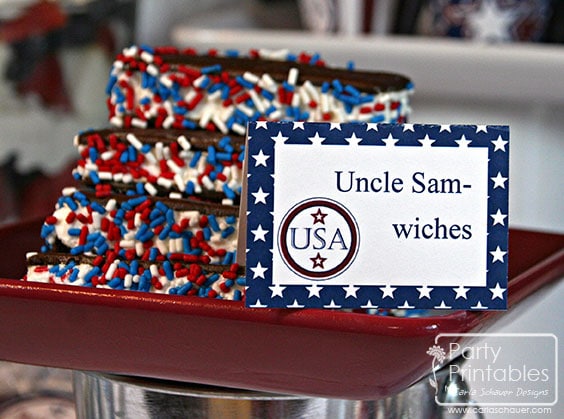 July 4th printable buffet cards