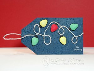 Holiday Lights Gift Tag made with themed buttons, by Carla Schauer