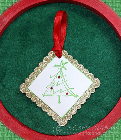 Ribbon-Tied Glittered Christmas Gift Tag by Carla Schauer Designs