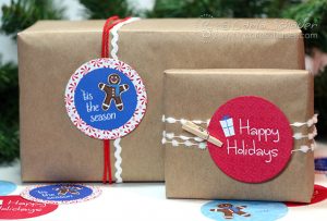 Free Printable Holiday Gift Tags from Carla Schauer Designs. Cute little gingerbread man circles.