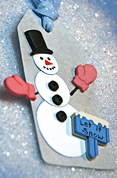 Quick snowman gift tag with buttons from Carla Schauer Designs