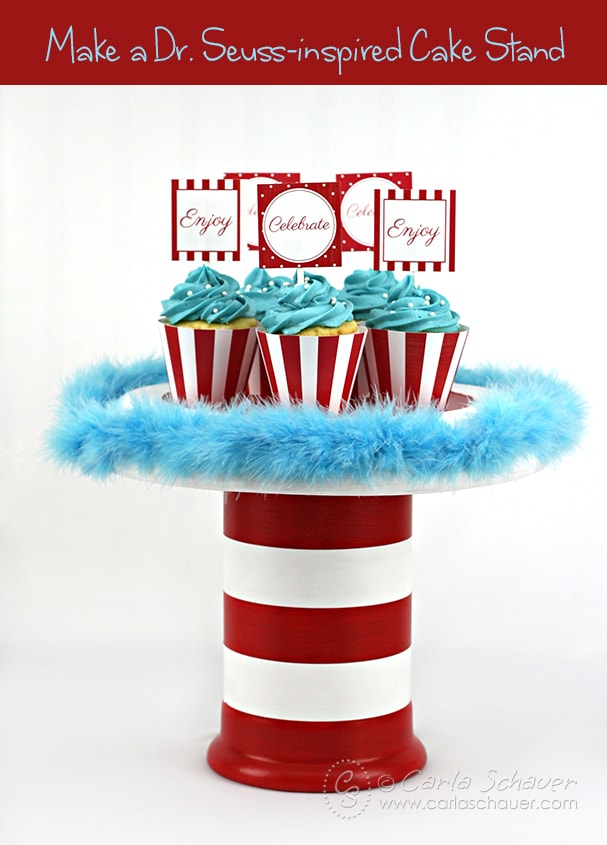 Make this cute DIY Dr. Seuss-inspired cake stand with this tutorial from carlaschauer.com