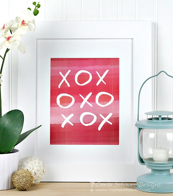 Pink watercolor valentine printable from Carla Schauer Designs on Etsy.