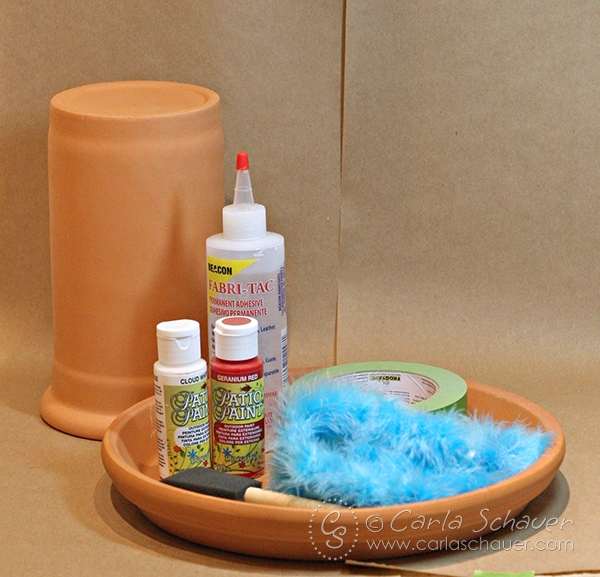 Materials needed for DIY Dr. Seuss-inspired cake stand from Carla Schauer Designs