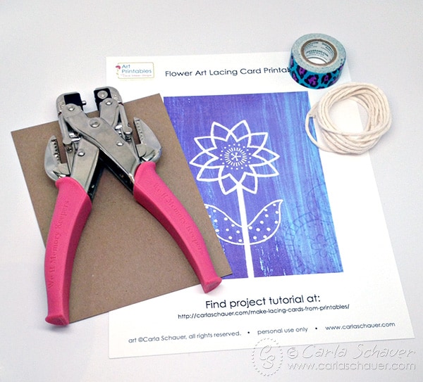 Learn to make easy DIY lacing cards from repurposed printables. Lacing card tutorial from Carla Schauer Designs.