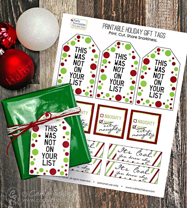 Free Printable Snarky Christmas Gift Tags |Carla Schauer Designs.
