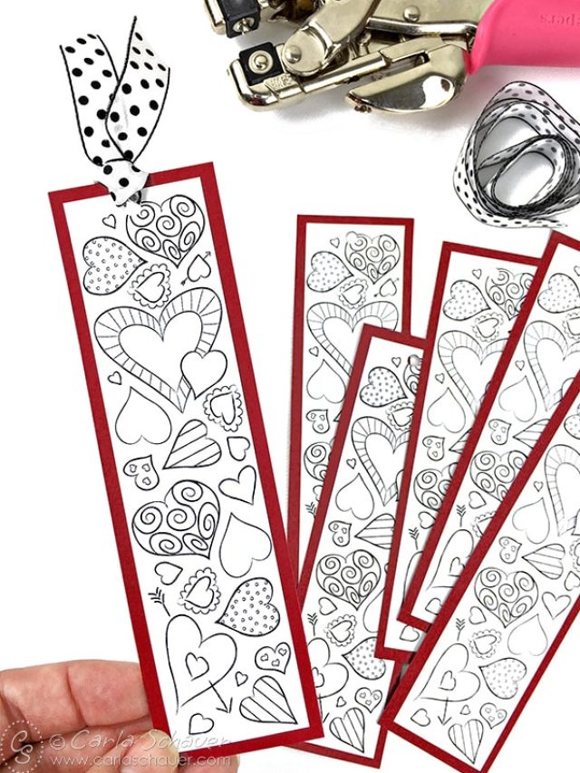 Printable Valentine Bookmarks to Color Story