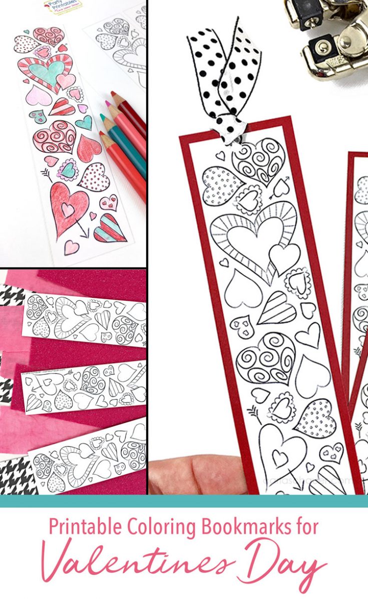 Sweet Valentine Heart Bookmarks to Print and Color Carla Schauer Designs