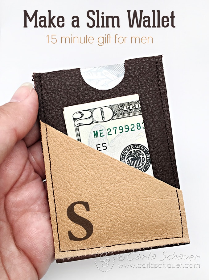 Leather slim wallet tutorial from Carla Schauer Designs. An easy and elegant gift for men, make in 15 minutes or less!