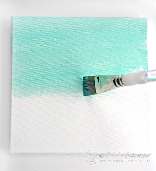 Paint coastal decor canvases using an ombre technique for beachy home decor. Tutorial from Carla Schauer Designs