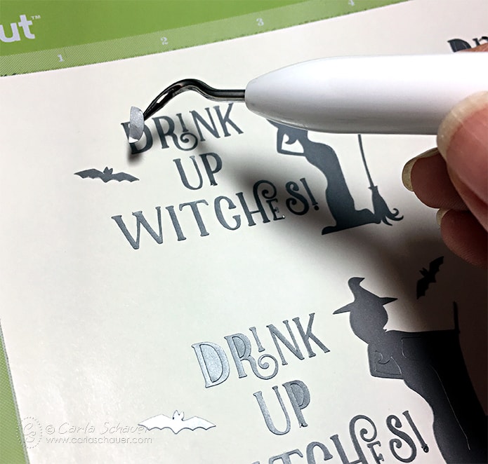 Drink Up Witches! Free cutting file for making custom Halloween glasses with the Cricut. From Carla Schauer Designs