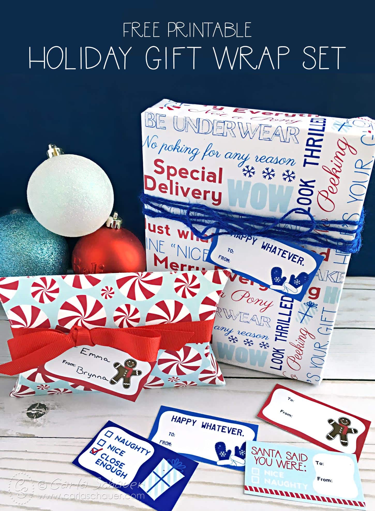 Printable Holiday Gift Wrap Set