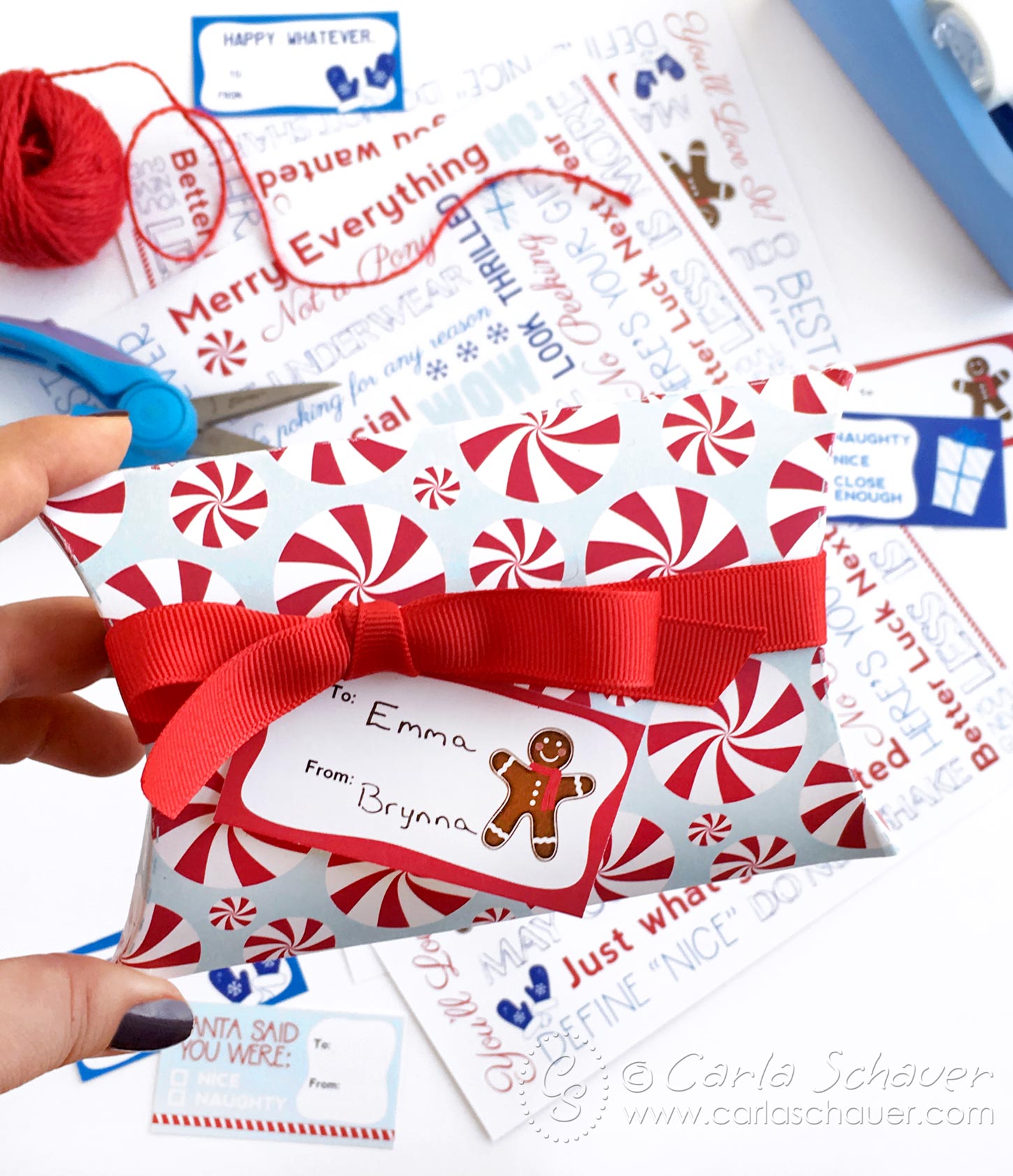  Printable Christmas Pillow Box from carlaschauer.com