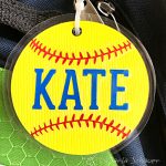 Just what I needed! Make softball crafts using this free softball svg from Carla Schauer Studio