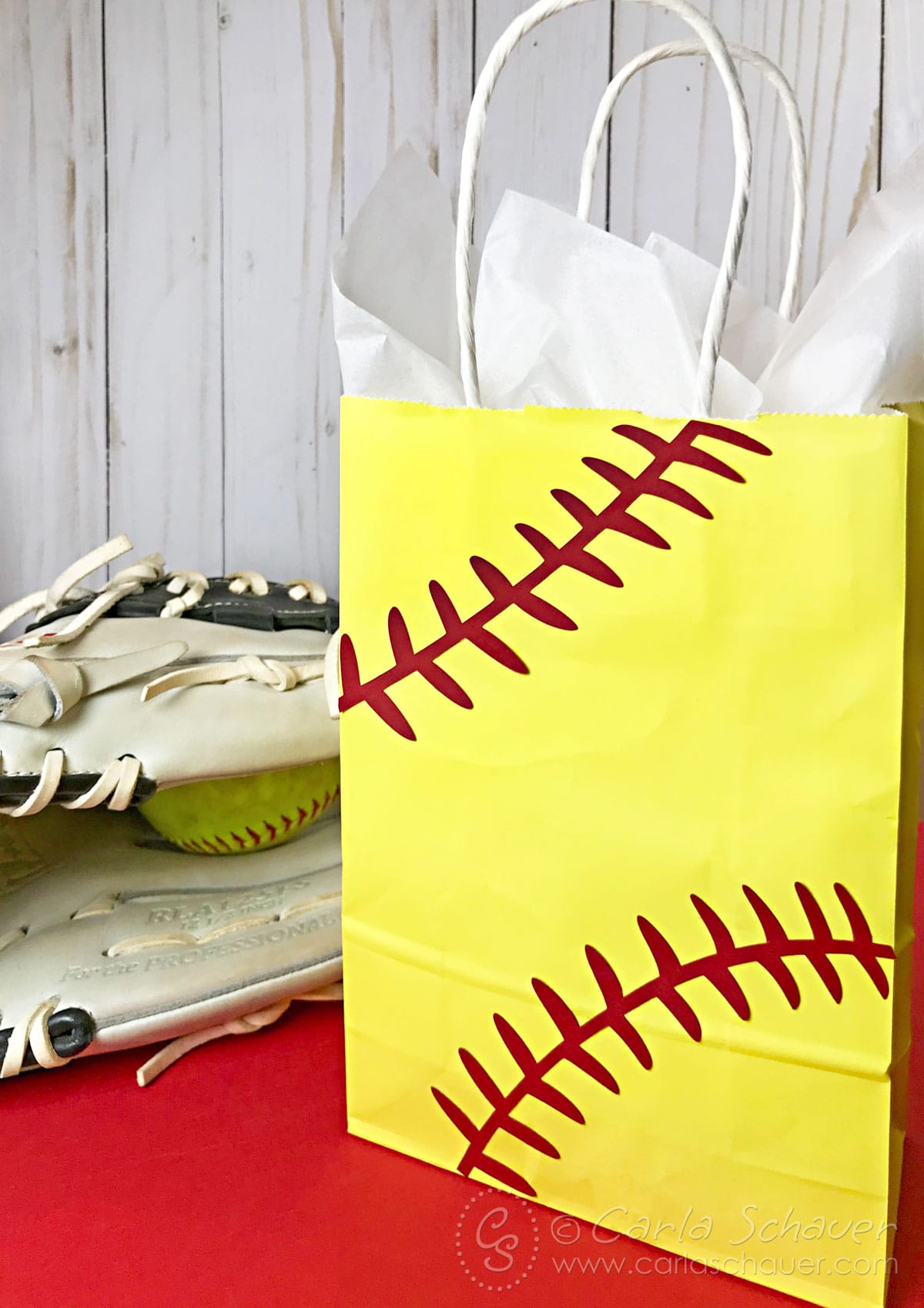 Make Easy Softball Gift Bags with this Stitches SVG