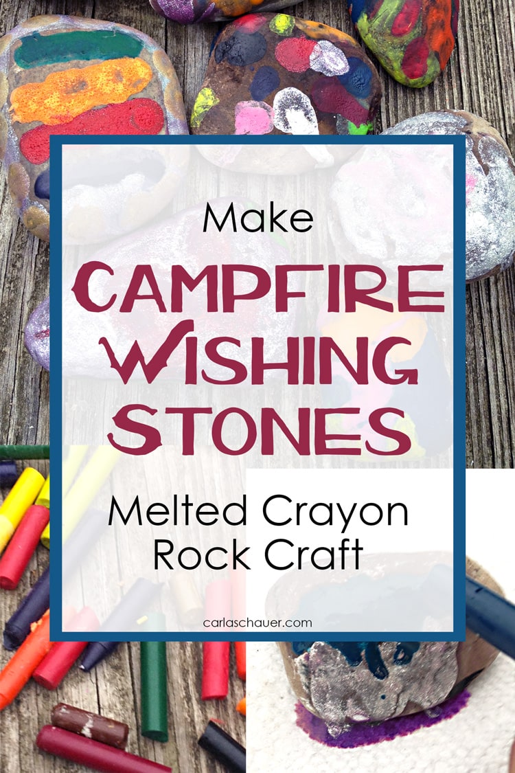 Collage of crayon and melted crayon rock images with text overlay for pinning.