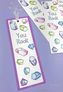 "You Rock" Printable Bookmark with ribbon on purple background