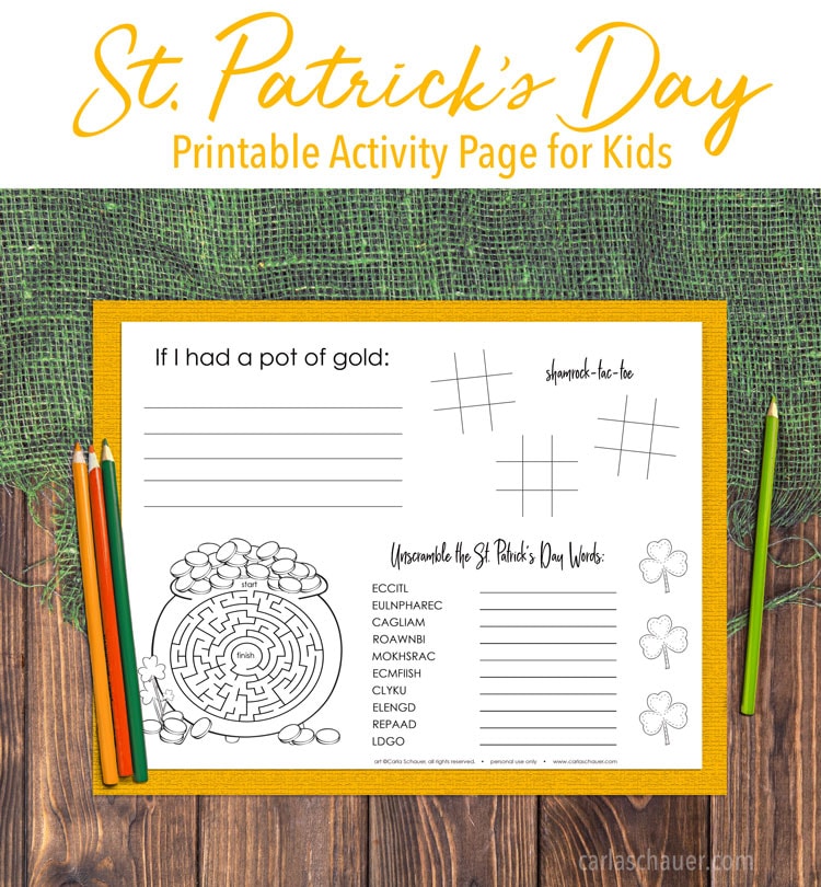 St. Patrick’s Day Activity Page Printable for Kids