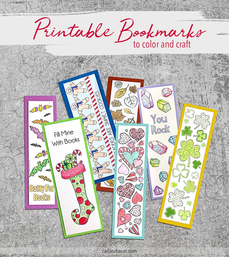 Cute Free Printable Bookmarks to Color and Craft - Carla Schauer Designs