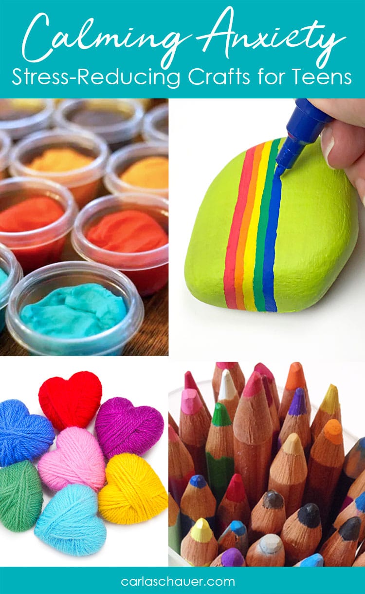 Relaxing crafts and activities photo collage with text description