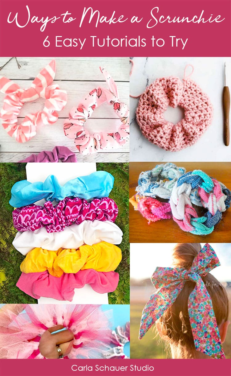 collage of DIY Scrunchies with text overlay