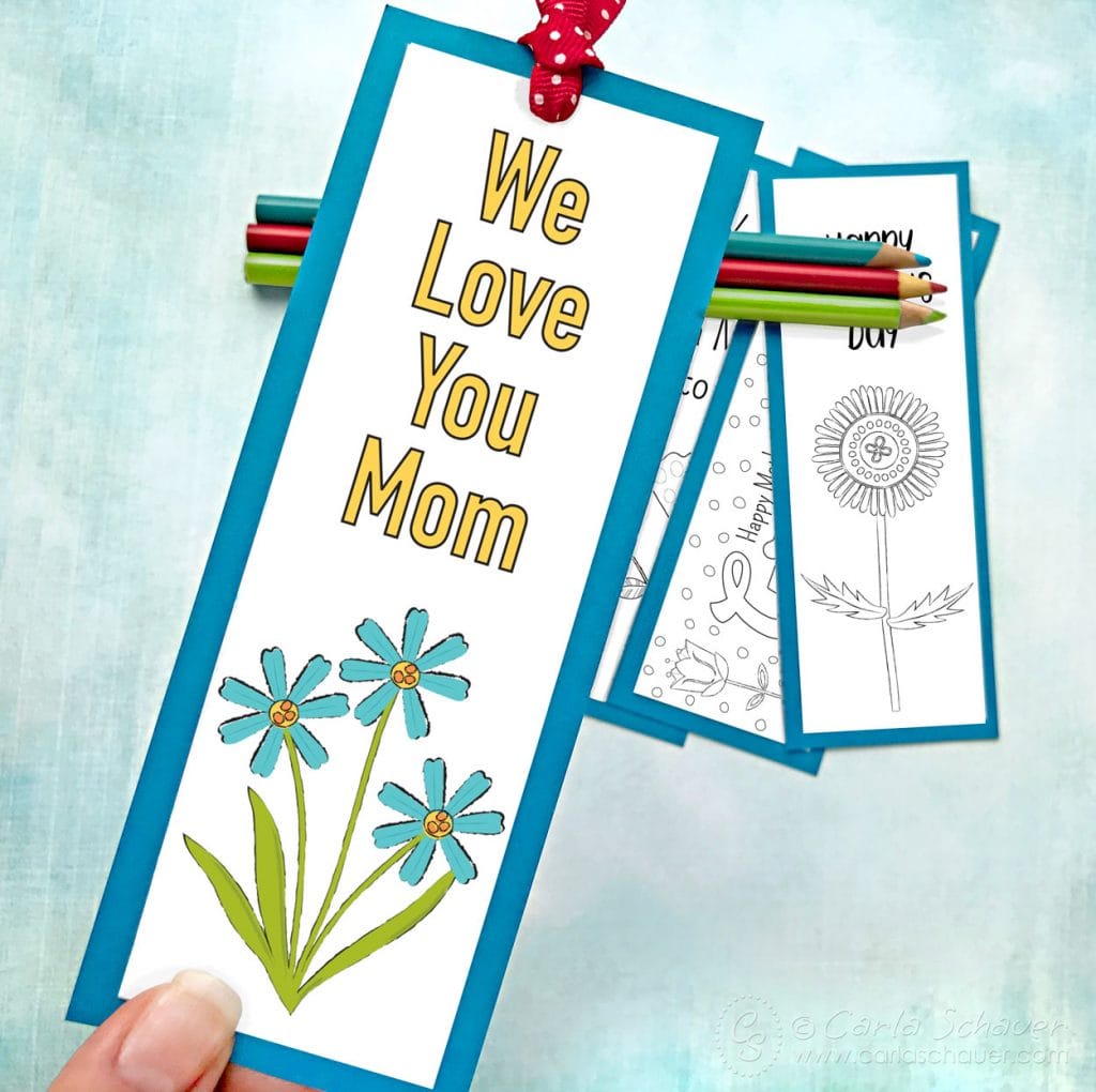 Colored printable Mother's Day Bookmark with other background bookmarks.