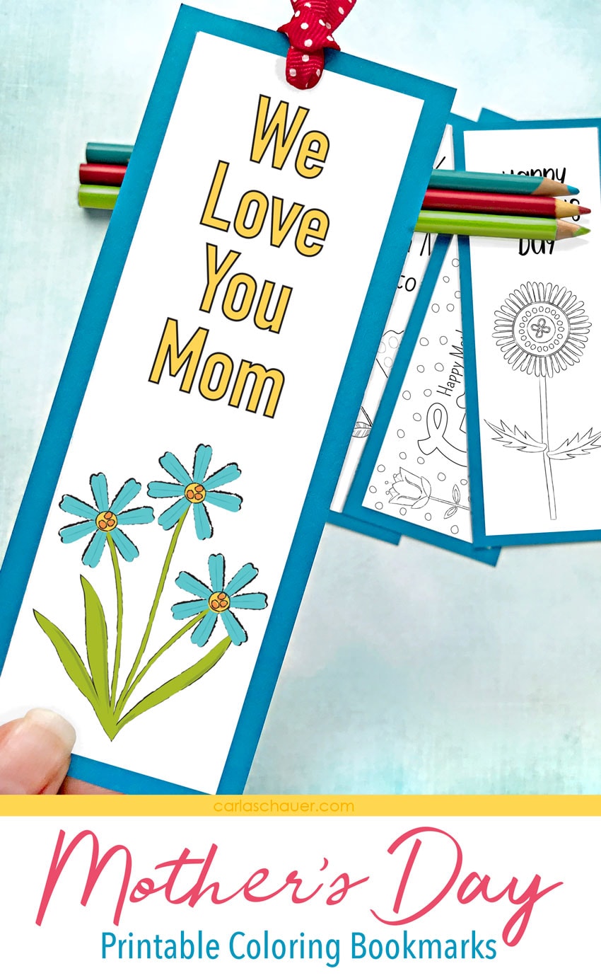 Colored printable Mother's Day Bookmark with other background bookmarks.