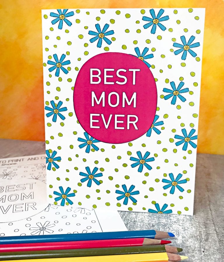 Mother's Day Card to Color with colored pencils