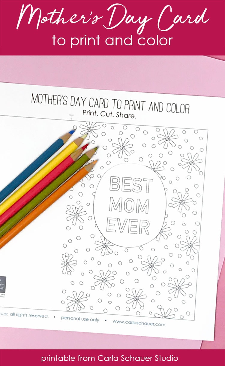Printable Card for Mom with colored pencils and text ovelay