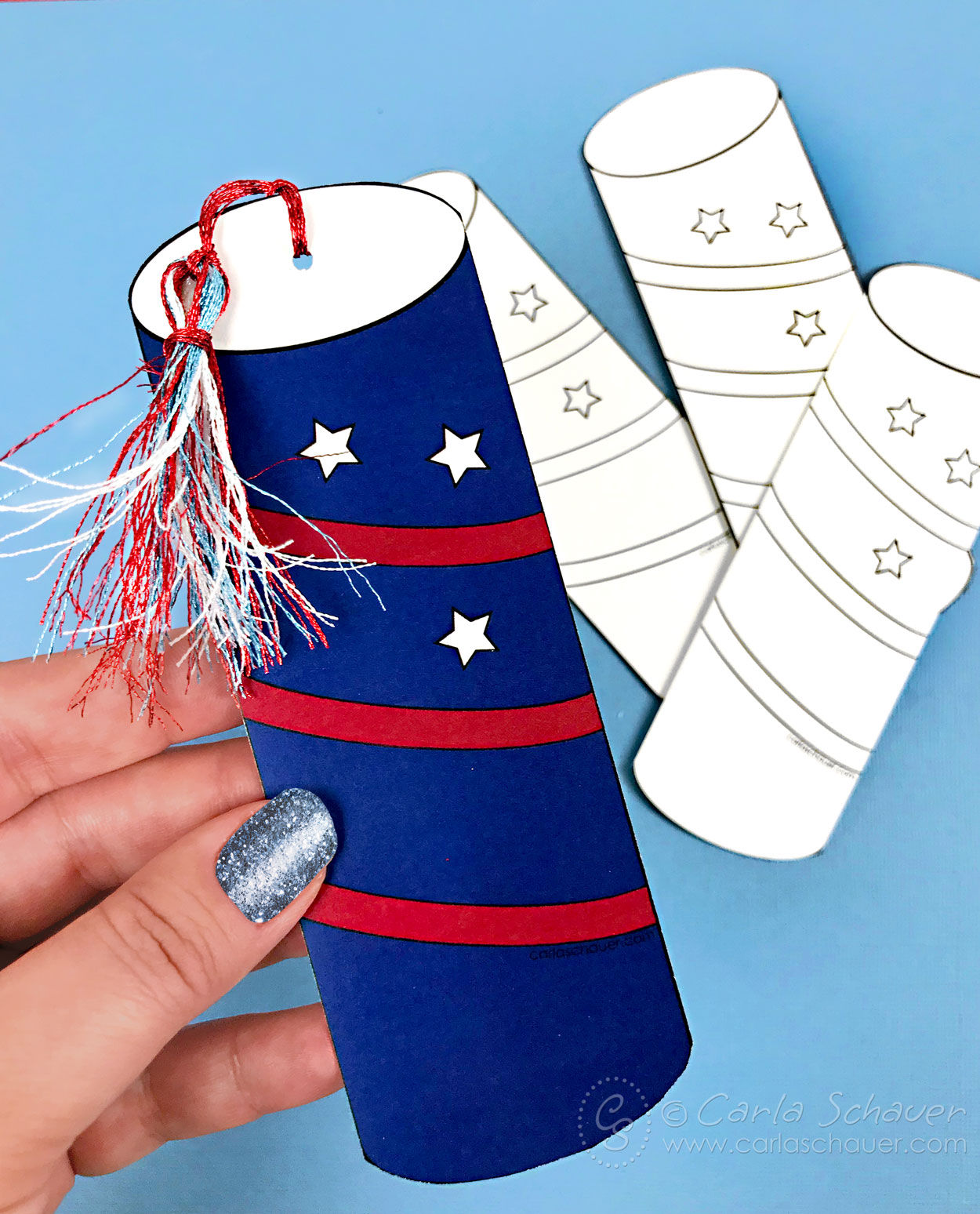 Free Firecracker Patriotic Bookmark Printable for Coloring