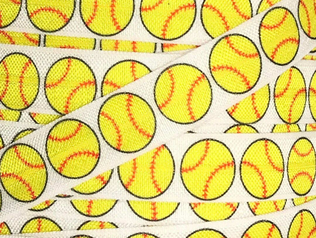 Softball Printed Fold Over Elastic