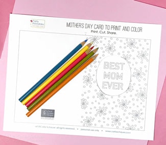 Printable Card for Mom with colored pencils and text ovelay